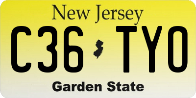 NJ license plate C36TYO