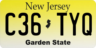 NJ license plate C36TYQ