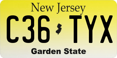 NJ license plate C36TYX