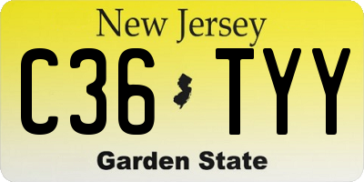 NJ license plate C36TYY