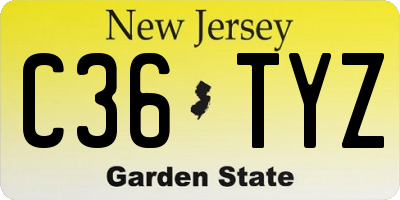 NJ license plate C36TYZ