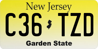 NJ license plate C36TZD