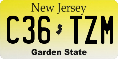 NJ license plate C36TZM