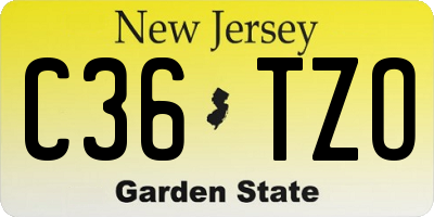 NJ license plate C36TZO