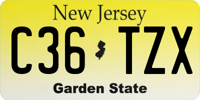 NJ license plate C36TZX