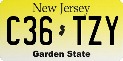 NJ license plate C36TZY