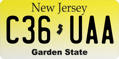 NJ license plate C36UAA