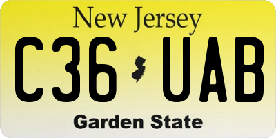 NJ license plate C36UAB