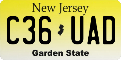NJ license plate C36UAD