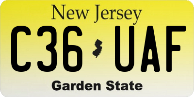 NJ license plate C36UAF