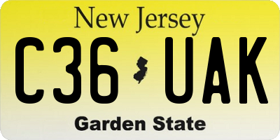 NJ license plate C36UAK