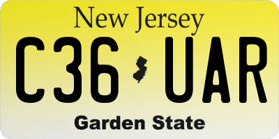NJ license plate C36UAR