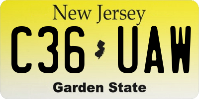 NJ license plate C36UAW
