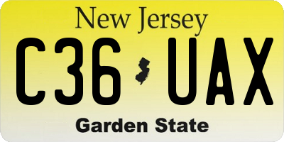 NJ license plate C36UAX