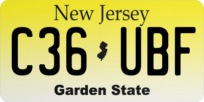 NJ license plate C36UBF