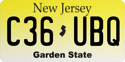 NJ license plate C36UBQ