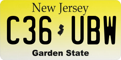 NJ license plate C36UBW