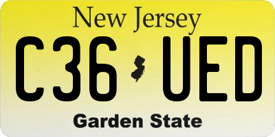 NJ license plate C36UED