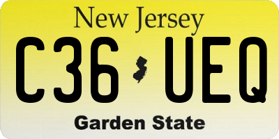 NJ license plate C36UEQ