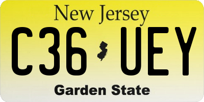NJ license plate C36UEY