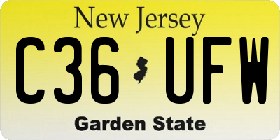 NJ license plate C36UFW