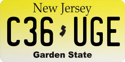 NJ license plate C36UGE