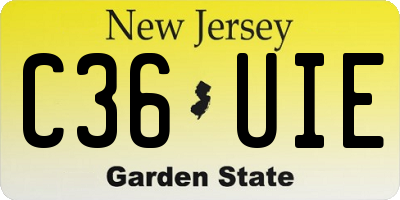 NJ license plate C36UIE