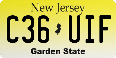NJ license plate C36UIF
