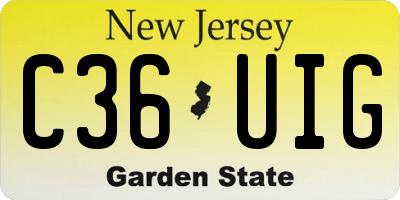NJ license plate C36UIG
