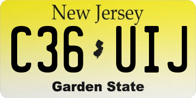 NJ license plate C36UIJ