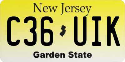 NJ license plate C36UIK