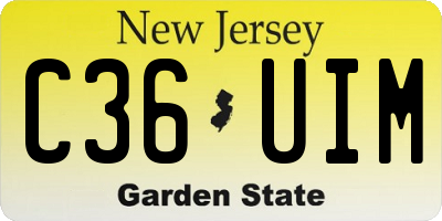 NJ license plate C36UIM