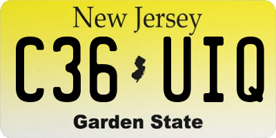 NJ license plate C36UIQ