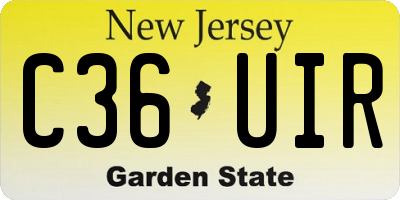 NJ license plate C36UIR