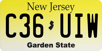 NJ license plate C36UIW