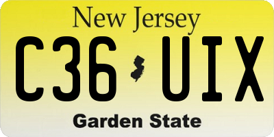 NJ license plate C36UIX