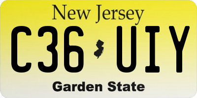 NJ license plate C36UIY