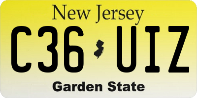 NJ license plate C36UIZ