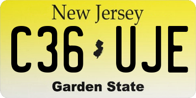 NJ license plate C36UJE