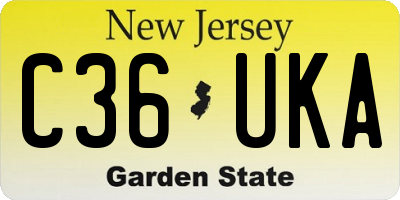 NJ license plate C36UKA