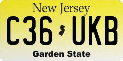 NJ license plate C36UKB