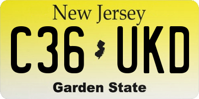 NJ license plate C36UKD