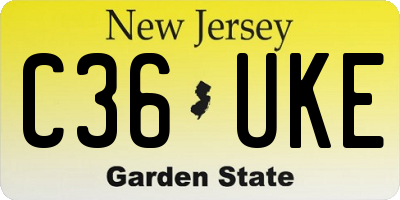 NJ license plate C36UKE