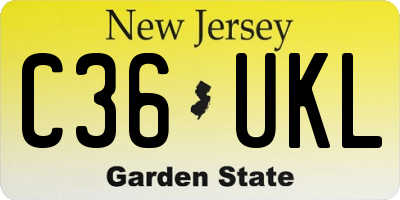 NJ license plate C36UKL