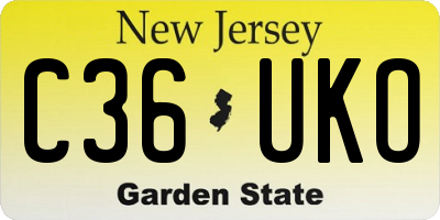 NJ license plate C36UKO