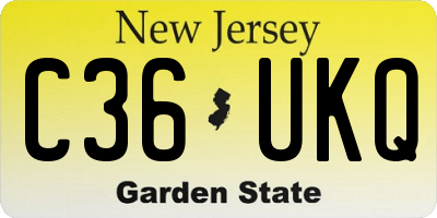 NJ license plate C36UKQ