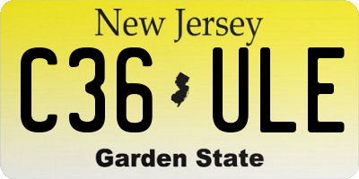 NJ license plate C36ULE