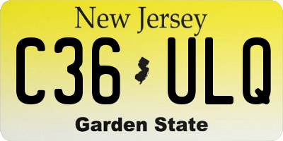NJ license plate C36ULQ