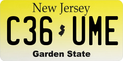NJ license plate C36UME