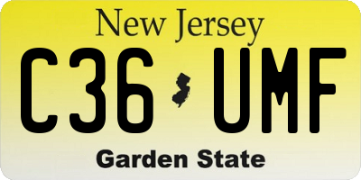 NJ license plate C36UMF